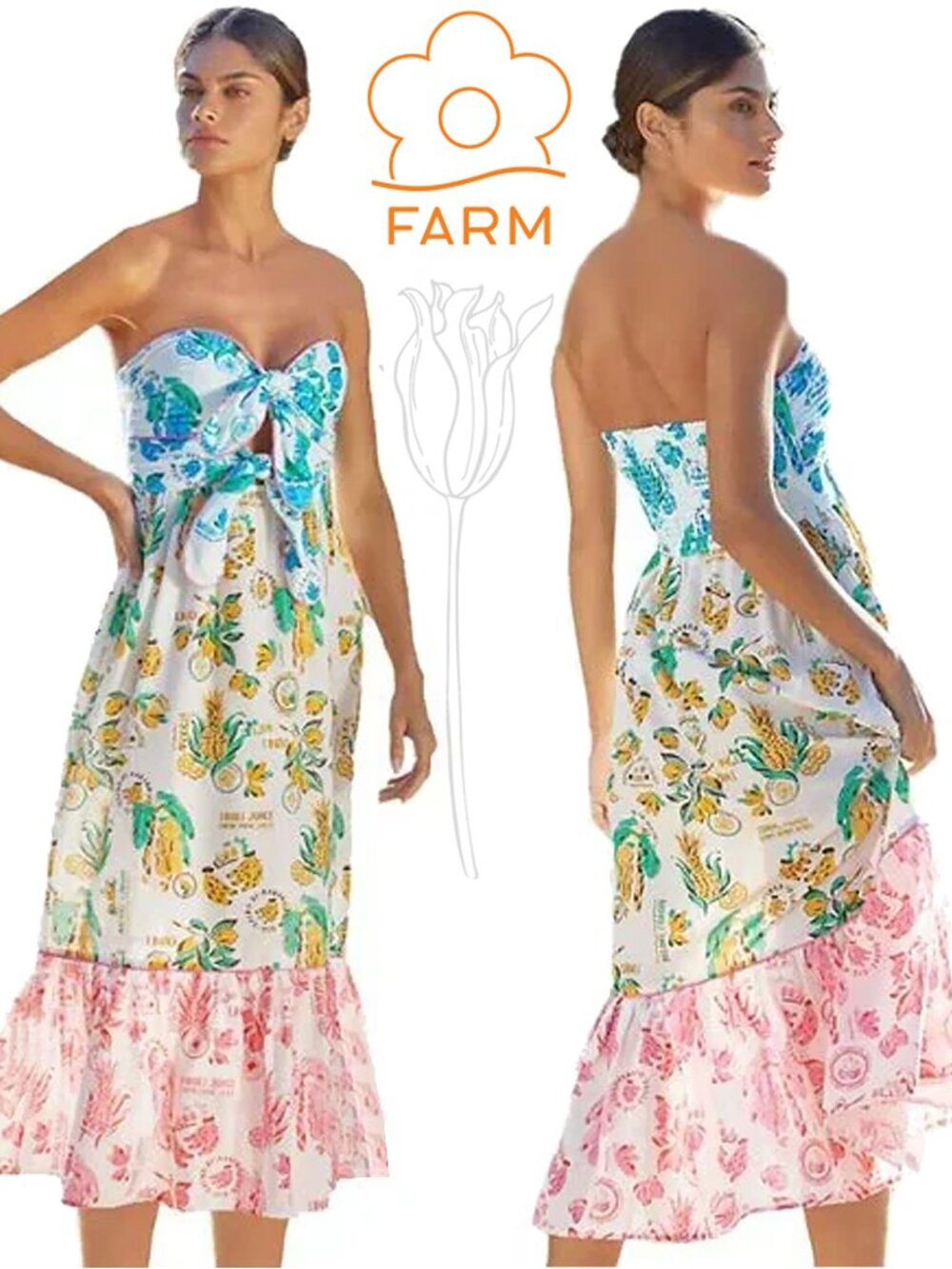 Farm Rio Tiered Cutout Cover-Up Midi Dress